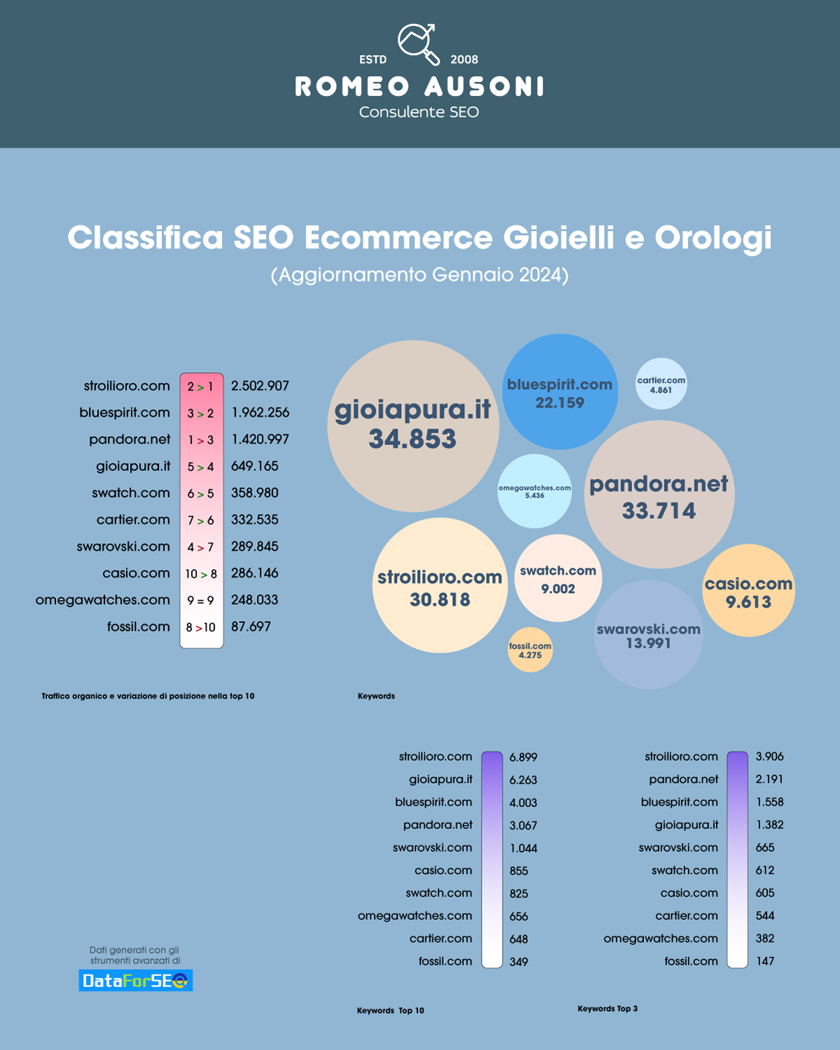 Infografica SEO Ecommerce Gioielli e Orologi